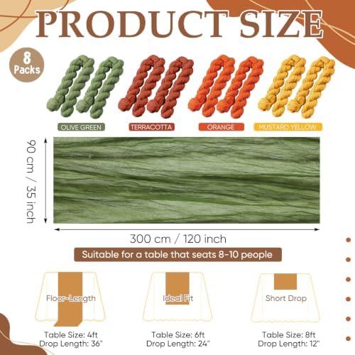 8 Pcs Fall Terracotta Cheesecloth Table Runner 118"
