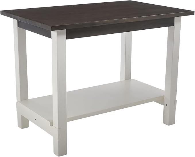 Solid Wood Counter Height Table, 47.5" Small Kitchen Table with Open Storage Space Rectangle Bar Table for Dining Room/Home Bar/Kitchen Island, Brown