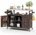 Zevemomo Outdoor Grill Cart with Storage, Lockable Casters, Brown