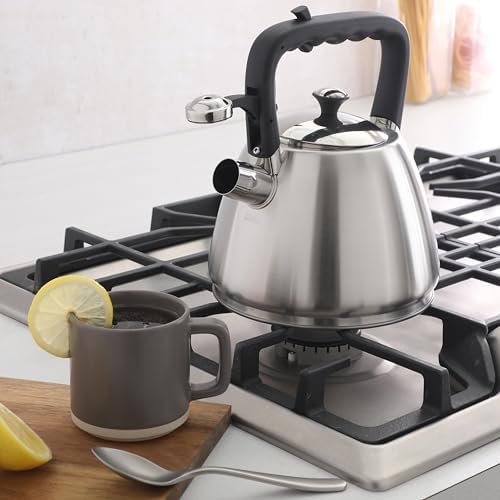 Mr. Coffee Armidale 2.5QT Whistling Tea Kettle, Large Brushed Stainless Steel Kettle for Stovetop, Durable Fast-Boil Tea Pot - Image 3