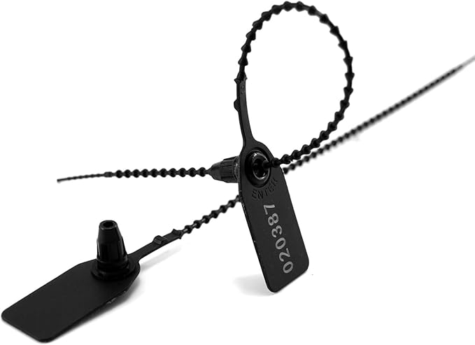 Plastic Tamper Seals, Numbered Zip Ties for Fire Extinguisher Pull Tite Security Tags Disposable Self Locking Signage Pull Tite Plastic Lock 250mm Pack of 100 (Black)