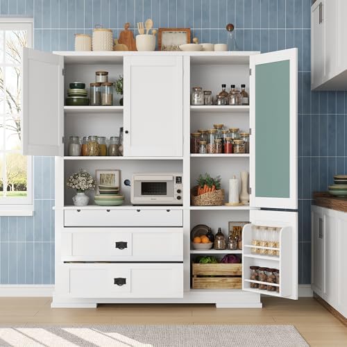 Merax 63'' Kitchen Pantry Storage Cabinet, Freestanding Buffet Cabinet