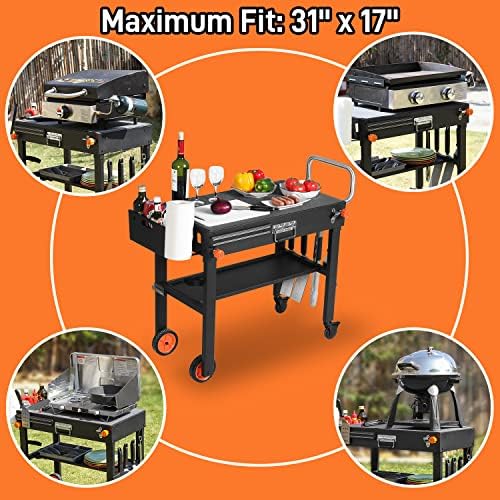 EUTRKei Grill Table & Table Cover, Blackstone Griddle Table with Cart Cover
