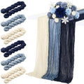 6 Pcs Navy and Dusty Blue Cheesecloth Table Runner 118" Coastal
