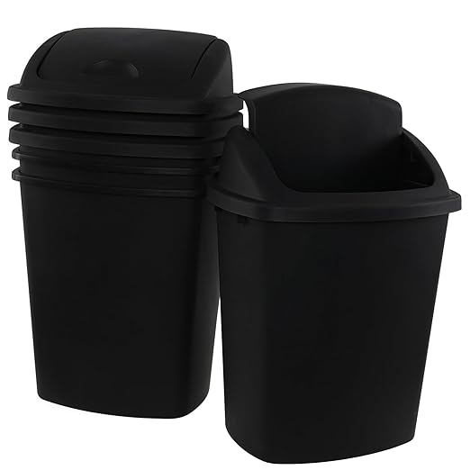 4 Pack 10 Gallon Black Trash Can, Commercial Grade Plastic Trash Garbage Can, Ideal for Restaurants, Kitchens, Offices, School