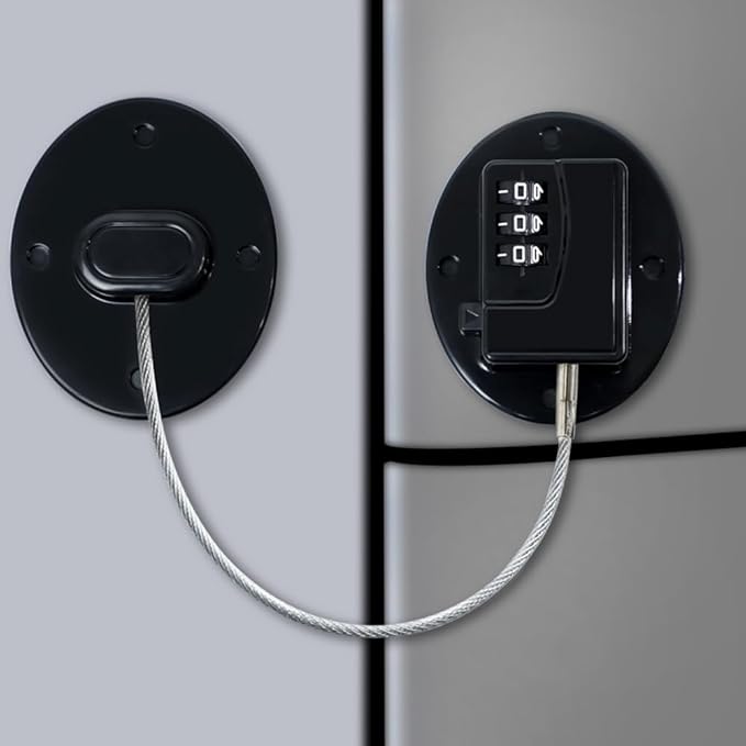 AOSITE Keyless Digital Lock - Multi-Purpose Child Proof Latches for Refrigerator, Freezer, Cabinet, Drawer & Wardrobe, No-Drill Adhesive Safety Lock with Combination Code (1Pack Black)