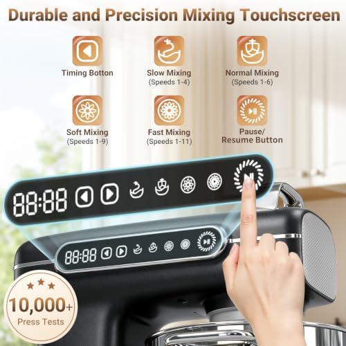 ZACME 8.5QT Commercial Stand Mixer 1000W with Aluminum Die Casting Meets the Standard of NSF/ANSI 8-2023, 11 Speeds Electric Stand Mixer, Tilt-Head Dough Mixer with Bowl, Dough Hook, Whisk and Beater