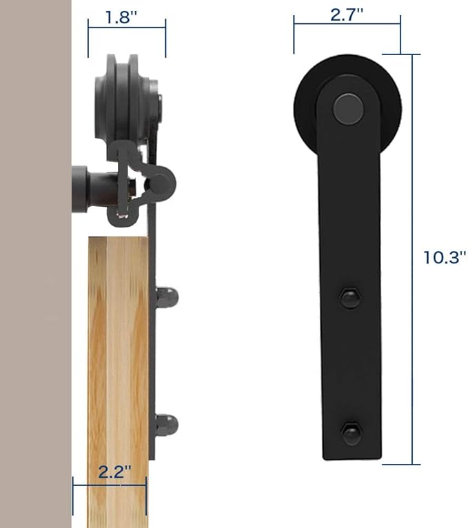 CCJH 12.6FT Sliding Barn Door Hardware Kit, Heavy Duty, Smoothly and Silently, Easy to Install, Fit 37.8" Width Double Door Panel, I Shaped Hangers Black