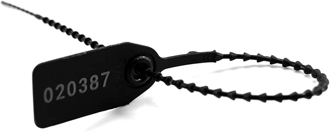 Plastic Tamper Seals, Numbered Zip Ties for Fire Extinguisher Pull Tite Security Tags Disposable Self Locking Signage Pull Tite Plastic Lock 250mm Pack of 100 (Black)