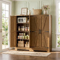 Unikito Kitchen Pantry Cabinet with Adjustable Shelves, Weathered Brown