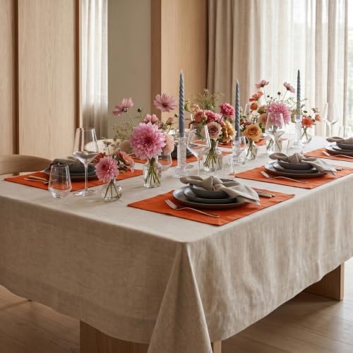 Solino Home 100% Linen Placemats Cinnamon Spice, Fete 14 x 19 in, Set of 4