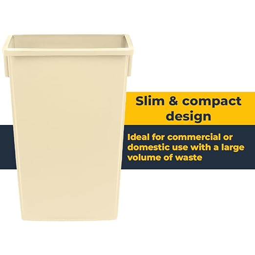 3 Pack 23 Gallon Waste Bin, Heavy-Duty Trash Can, Slim Rectangular Garbage Bin, Durable Waste Container, Recycling Bin, Plastic Wastebasket for Kitchen, Garage, Hotels, Restaurants, Office