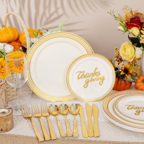 EjonirInjonir 150pcs Sturdy Thanksgiving Plastic Plates For Fall Dinner