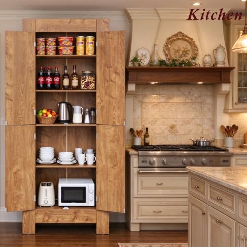 Thick Kitchen Pantry Cabinet, 71” Kitchen Cabinet Hutch