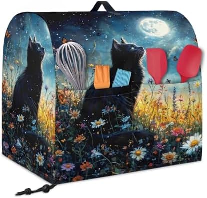 Black Cat Flower Stand Mixer Covers Universal 4.5-5 Quart Stand Mixer Covers Protector Dust Cover Accessories Kitchen Decoration