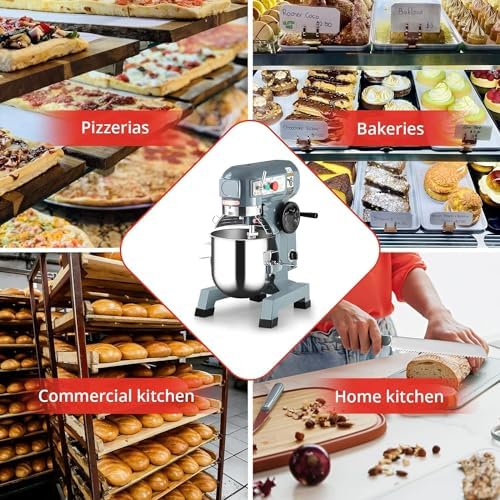 Takywep 20QT Commercial Food Mixer with Timing Function, Heavy Duty Commercial Mixer 1100W, Stainless Steel Bowl Commercial Electric Food Mixer with 3 Speeds Adjustable, Perfect for Bakery Pizzeria