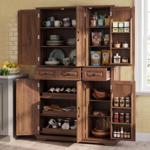 Ball & Cast 72" Kitchen Pantry Cabinet with Pull-Out Trays, Walnut