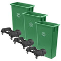 3 Pack 23 Gallon Waste Bin with Dolly, Heavy-Duty Trash Can, Slim Rectangular Garbage Bin, Durable Waste Container, Recycling Bin, Plastic Wastebasket for Kitchen, Garage, Restaurants, Office