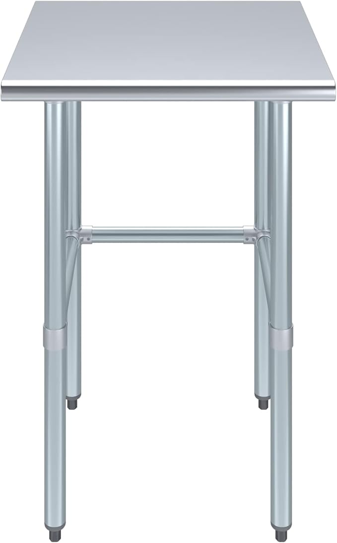 AmGood Stainless Steel Work Table Open Base | NSF Kitchen Island Food Prep | Laundry Garage Utility Bench (24" Long X 24" Deep)