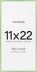 Homeforia 11x22 Newspaper Frame Sage Green, High End Metal 11 x 22 Picture Frame without Mat, 22x11 Thin Sage Green Poster Frames for Wall, 11by22 Photo Art Frame, Tempered Glass, Wall Kit, Set of 1
