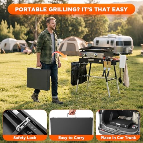 Outdoor Folding Grill Table, Adjustable Blackstone Griddle Stand