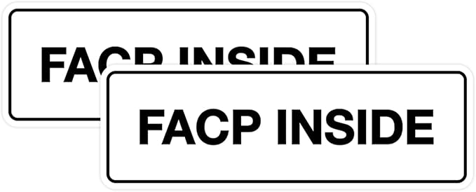 Signs ByLITA Standard FACP Inside Sign | Fire Safety Signage (White) - Medium 2 Pack