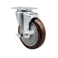 Service Caster Brand Replacement Caster for Uline Caster H-7449SWB-Stainless Steel Swivel Top Plate Caster with 5 Inch Maroon Polyurethane Wheel and Top Lock Brake-Fit Carts and Platform Trucks H-6348
