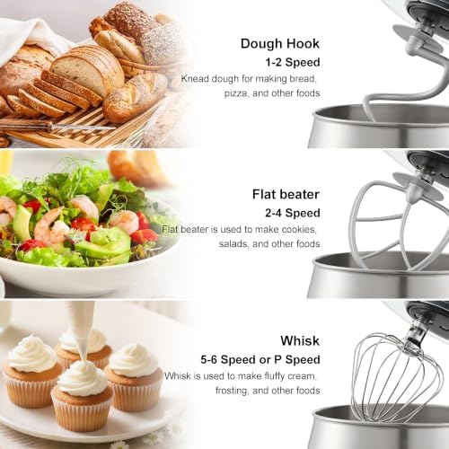 6-Speed 5.3QT+3.2QT Two-Bowl Stand Mixer, SAKURA PINK