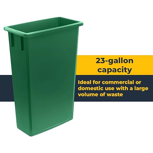 3 Pack 23 Gallon Waste Bin with Dolly, Heavy-Duty Trash Can, Slim Rectangular Garbage Bin, Durable Waste Container, Recycling Bin, Plastic Wastebasket for Kitchen, Garage, Restaurants, Office