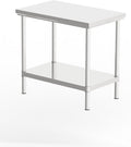 Stainless Steel Commercial Kitchen Prep Table, 39x20 Inch, NSF Work Table with Undershelf, 5-Layer Wire Drawing Process, Easy Installation (32IN*20IN*30IN*Double-Deck Workbench)
