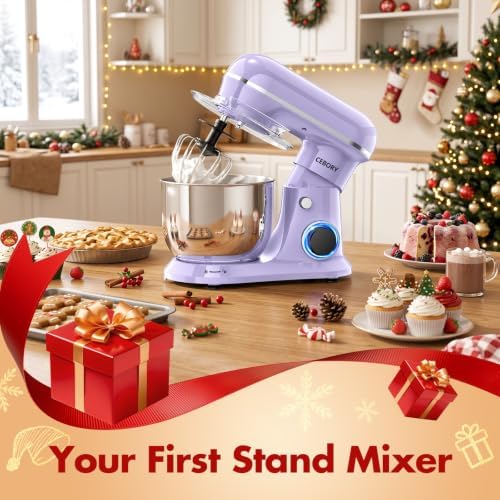CEBORY Stand Mixer, 4QT 10+P-Speed Electric Kitchen Mixer with Bowl