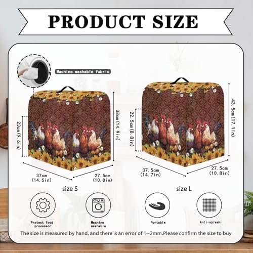 3D Rooster and Sunflower Stand Mixer Cover Waterproof Mixer Dust Cover Fits All Tilt Head & Bowl Lift Models Kitchen Aid Mixer Covers Protector