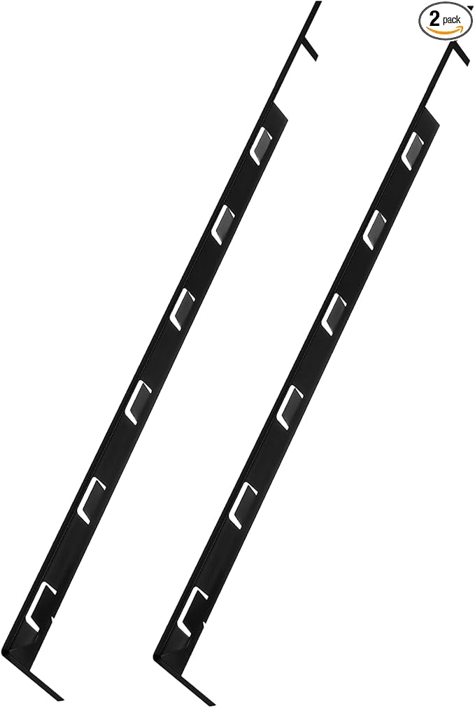 Stove Gap Covers, 25.6" Long & 0.4" Wide Stove Counter Side Gap Guards, Oven Gap Filler with Aluminum, Heat Resistant and Easy to Clean, Range Trim Kit, Left and Right 2 PCS(Black)