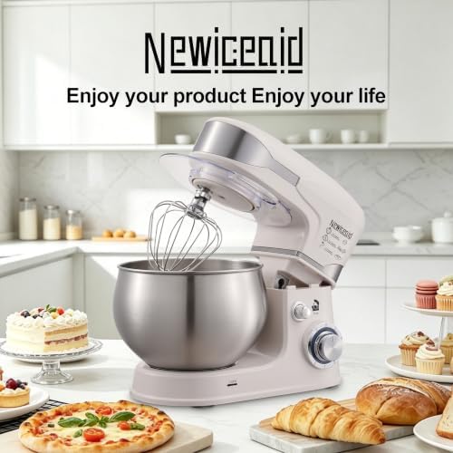 6-Speed 5.3QT+3.2QT Two-Bowl Stand Mixer, Creamy White