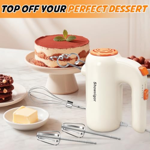 Hand Mixer, 5-Speed Electric Whisk with Turbo Boost Includes 5 Stainless Steel Attachments - Great Stand Mixer Alternative for Baking Cakes, Bread & More