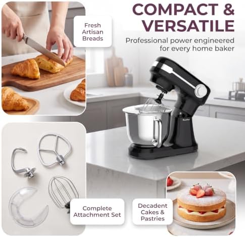 5.5QT Electric Stand Mixer, 12-Speed Food Mixer for Baking, Black