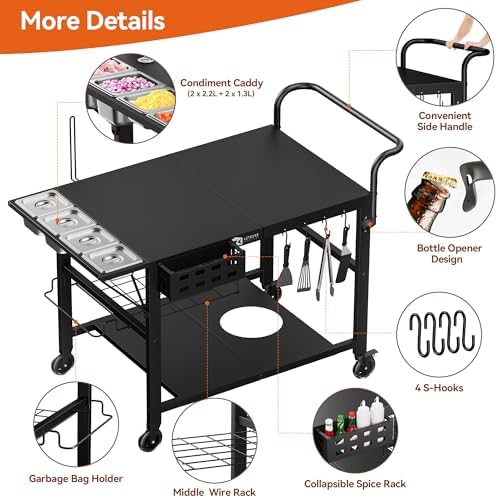 Pizza Oven Table Stand, Outdoor Grill Cart Table for Ninja Ooni Blackstone