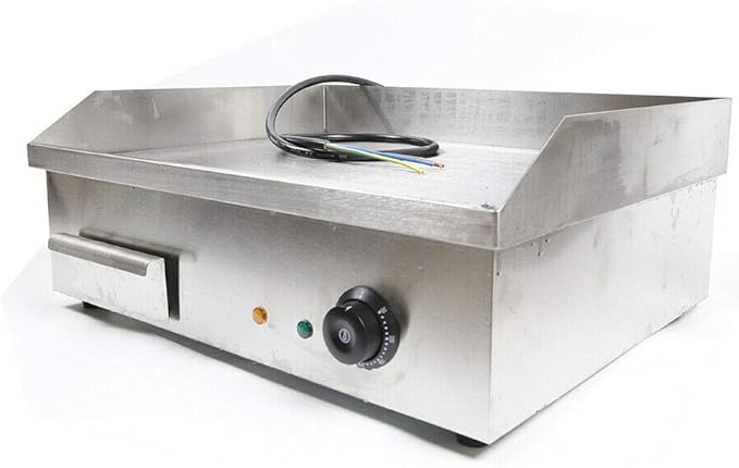 Commercial Flat Top Griddle, 3000W Electric Teppanyaki Griddle Nonstick Stainless Steel Countertop Grill with Adjustable Thermostatic Control 122°F-572°F 21.6"x13.8"(NO PLUG)