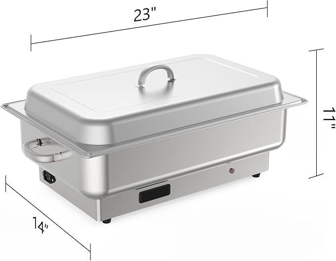 Electric Chafing Dish for Buffet,Food Warmer and Servers,9QT Rectangular Buffet Set Stainless Steel with 1 Full-size Pan & 2 Half-size Pan, Temperature Control Display for Parties, Catering