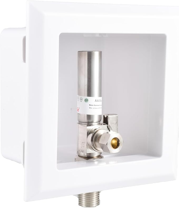 EFIELD Sweat Pre-assembled Dishwasher Outlet Box, 1/2-Inch MIP Inlet with Installed 1/4-Turn Stop Angle Valve With Stainless Steel Water Hammer Arrestor,(DW013)