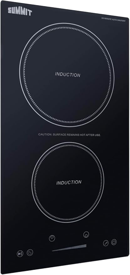 Summit 12" Induction Cooktop, 2 Cooking Zones, 115V Electric Cooktop With 30-Minute Safety Shutoff, ADA Compliant Design, Black - SINCH115V2B