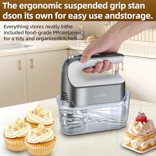 Hand Mixer Blender with Turbocharged 5-speed, One Click Release, 400W Copper Motor -5 Stainless Steel Accessories -110V Blender, Used for Baking, Beating Eggs, and Dough