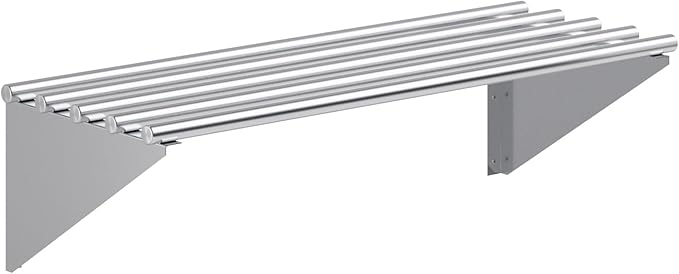 AmGood 14 in. x 36 in. NSF Stainless Steel Tubular Wall Shelf | Heavy-Duty Metal Shelving for Appliances & Equipment | Ideal for Kitchen, Restaurant, Garage, Laundry, Utility Room