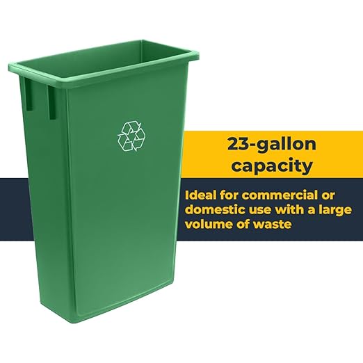 3 Pack 23 Gallon Waste Bin with Dolly, Heavy-Duty Trash Can, Slim Rectangular Garbage Bin, Durable Waste Container, Recycling Bin, Plastic Wastebasket for Kitchen, Garage, Restaurants, Office