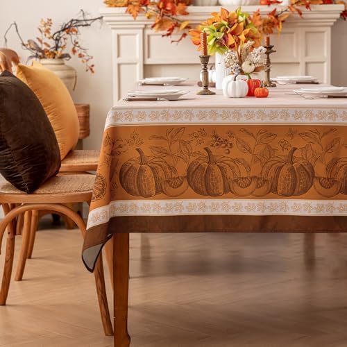 Romanstile Fall Thanksgiving Square Tablecloth 54 x 54 Inch, Orange