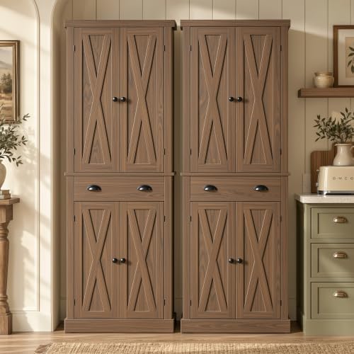 IRONCK Kitchen Pantry Storage Cabinet 72.6" H x 24" W, Walnut