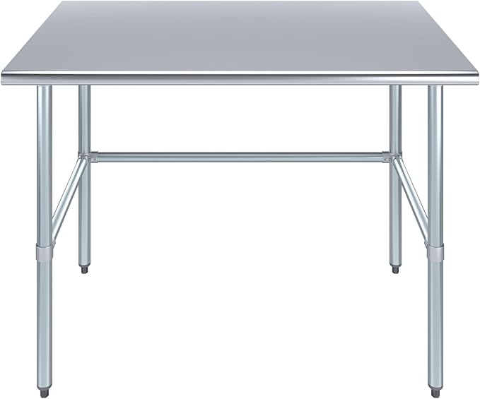 AmGood Stainless Steel Work Table Open Base | NSF Kitchen Island Food Prep | Laundry Garage Utility Bench (48" Long X 30" Deep)