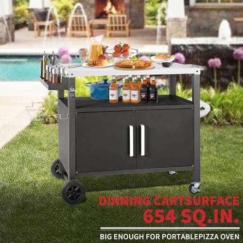 Kendane Grill Cart Table with Big Storage Cabinet