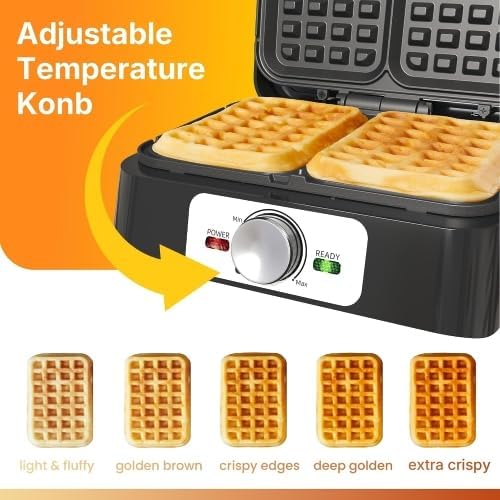 2-Slice Waffle Iron, Waffle Maker with Adjustable Browning Control