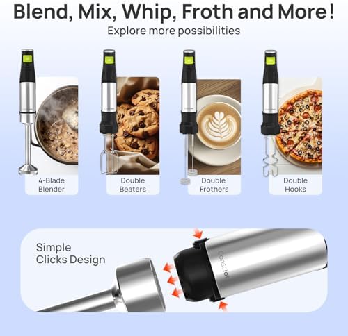 Consciot 4-in-1 Immersion Blender Handheld Max 1100W, Trigger Speed Control